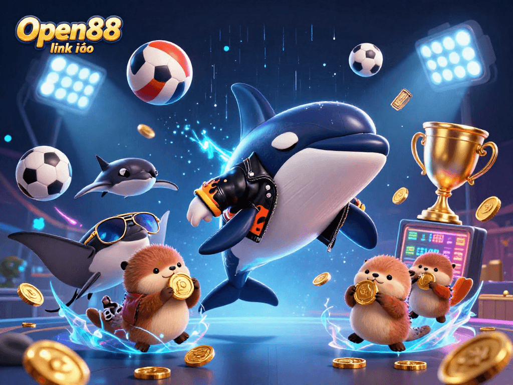 Experience high-energy play with Open88 link vào amid thrilling sports betting action featuring dynamic 3D characters.