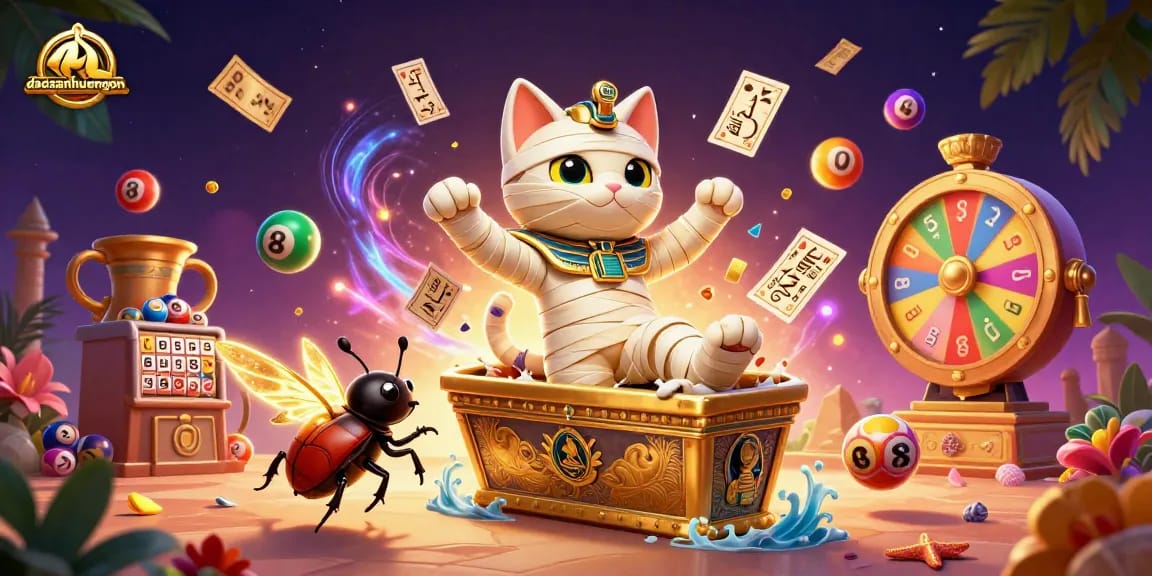 Experience the thrilling games at dacsanhuengon with vibrant characters and interactive lottery elements.