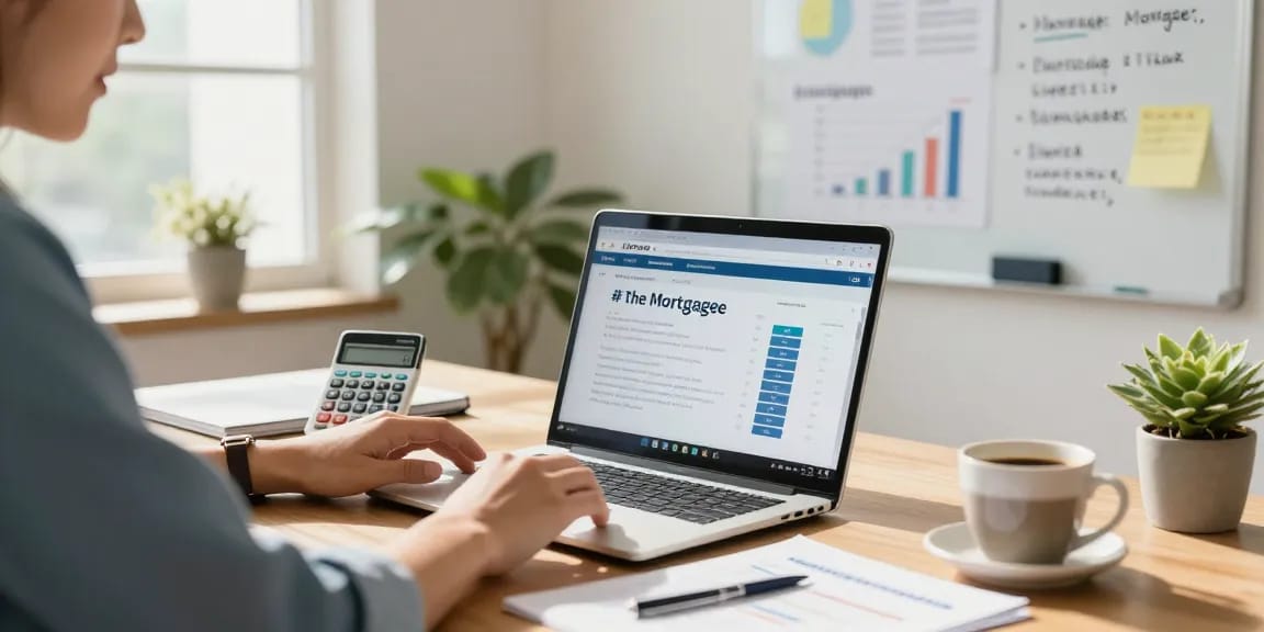 Engaging home office scene showcasing a user-friendly buscador hipotecas in action