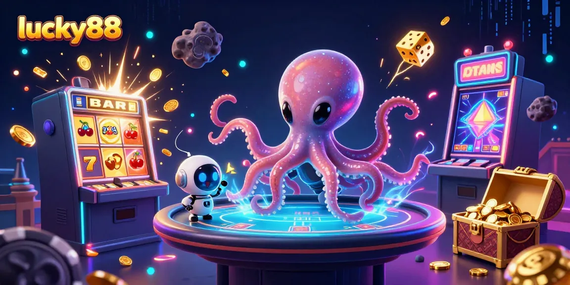 Experience thrilling gameplay at lucky88 featuring vibrant 3D alien octopus and poker elements.