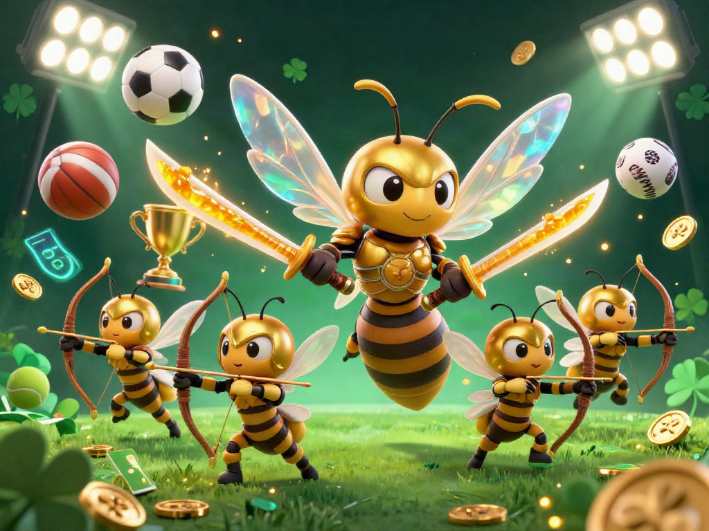 Experience thrilling gaming action with uk88's vibrant casino scene featuring a golden hornet and sports elements.