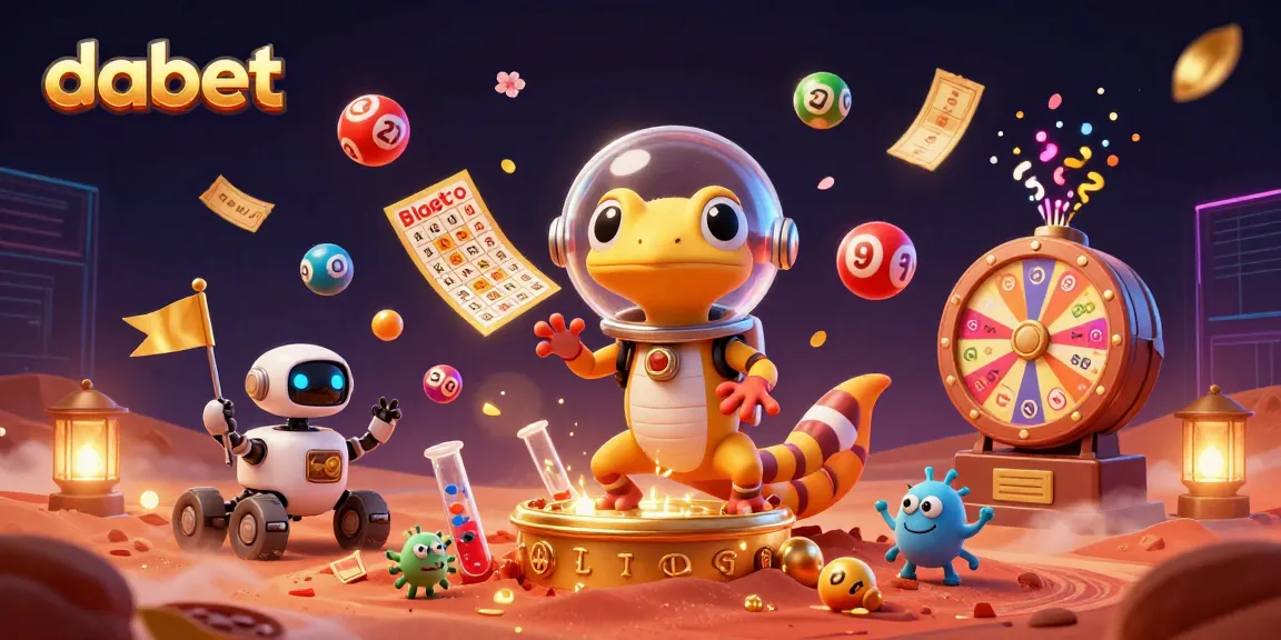 dabet offers a vibrant casino experience with a cartoon Martian gecko discovering treasures on Mars.