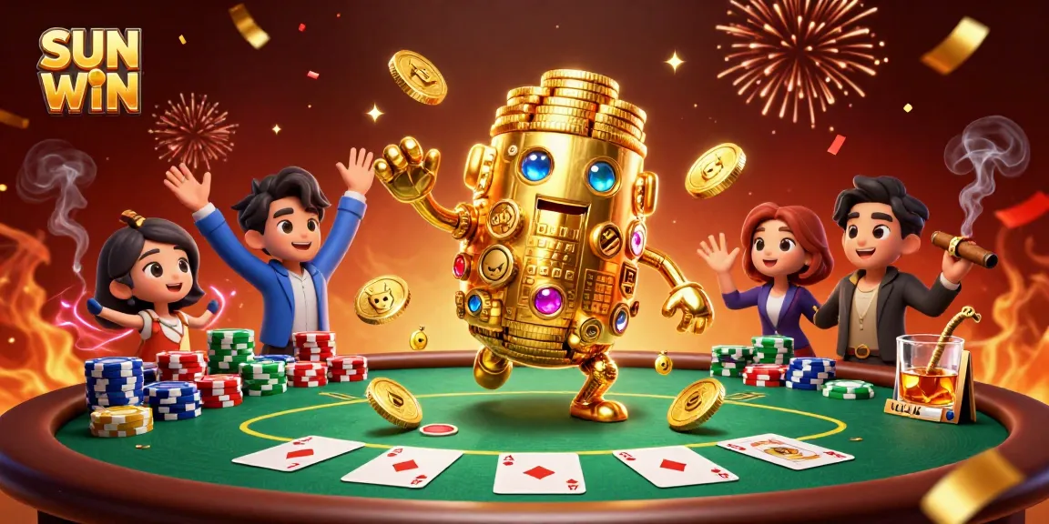 Experience thrilling victories at SUN WIN casino with a dynamic golden golem and engaging poker action.