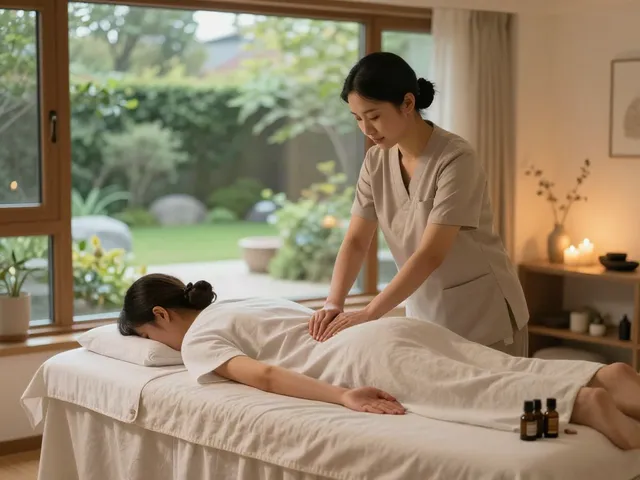 Relaxing home massage scene reflecting the comfort of 영등포출장안마 therapy.