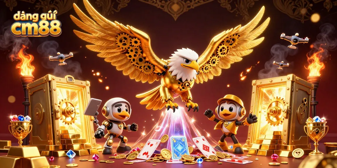 Join the excitement of đăng ký cm88 with a dazzling display of golden treasure and vibrant gaming elements.