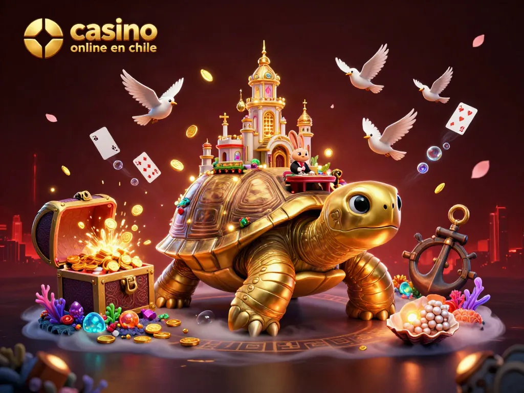 Juega en el casino online en Chile con la tortuga dorada y el dealer de cartas en una escena mágica