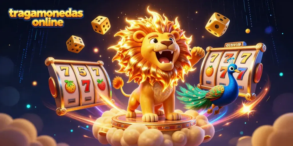 Disfruta de las tragamonedas online con una vibrante ilustración digital llena de emoción y jackpots.