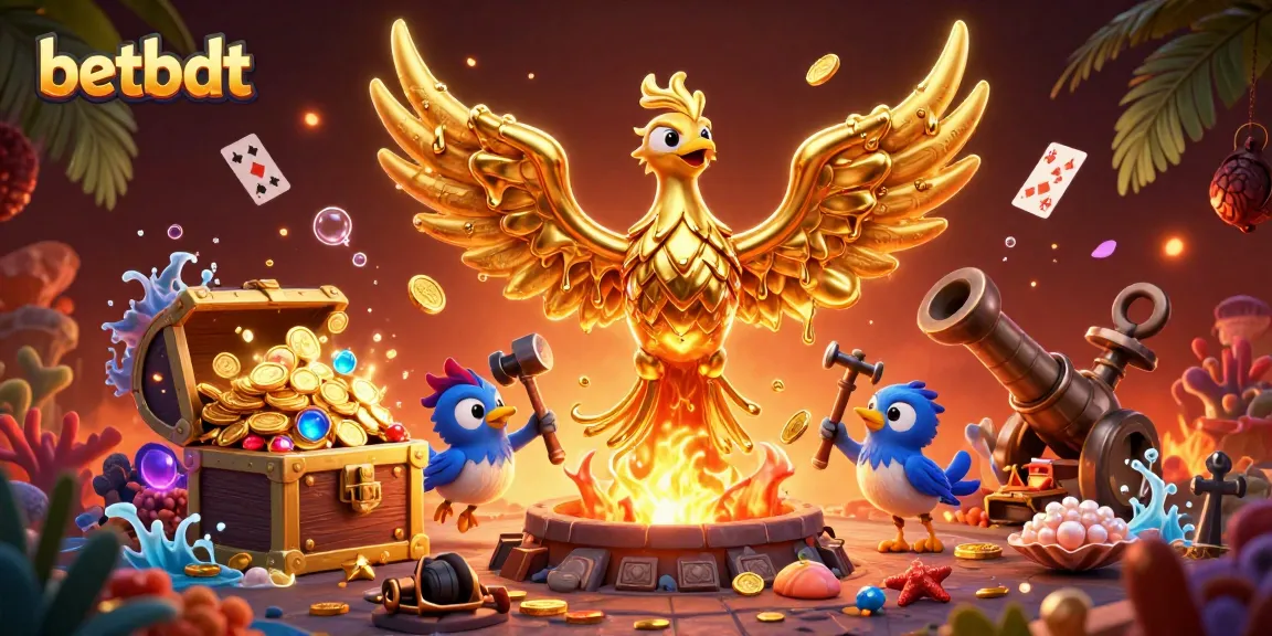 Experience the thrilling betbdt universe with our 3D-rendered golden phoenix and casino elements.