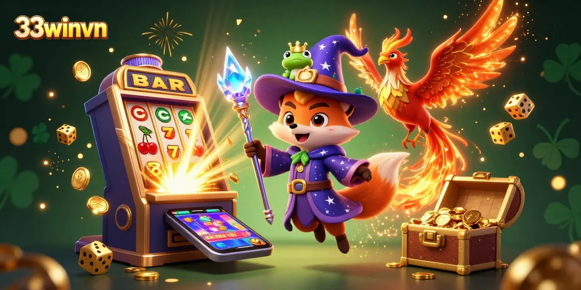 Join the excitement at 33winvn with a magical gaming scene filled with jackpots and treasures.