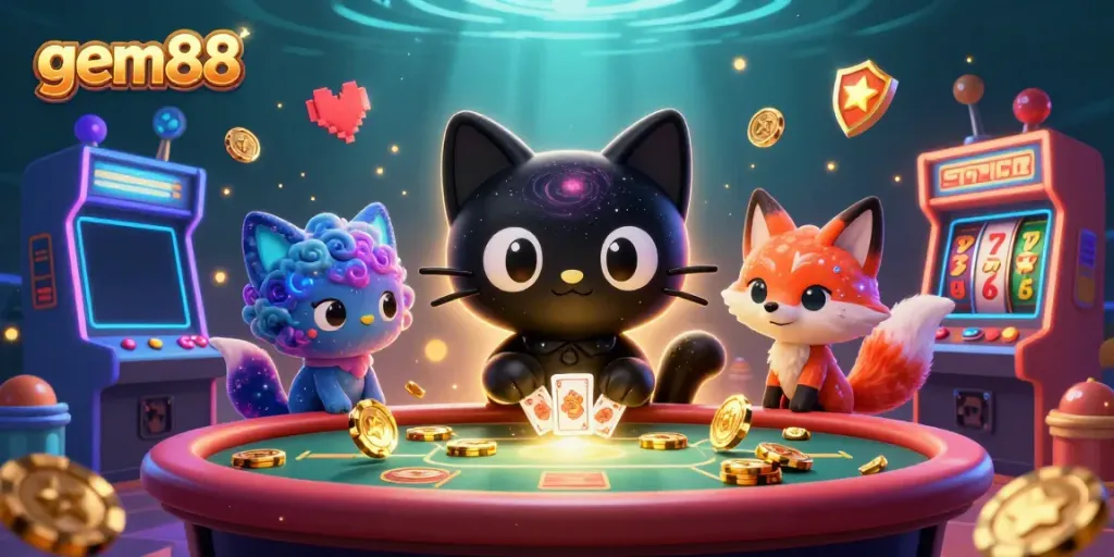 Experience thrilling gameplay at gem88 with vibrant casino elements and engaging characters.