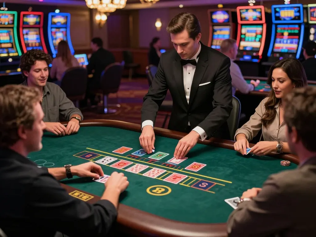 Players at a GG88 com live dealer blackjack table experience dynamic gameplay in a lively casino atmosphere.