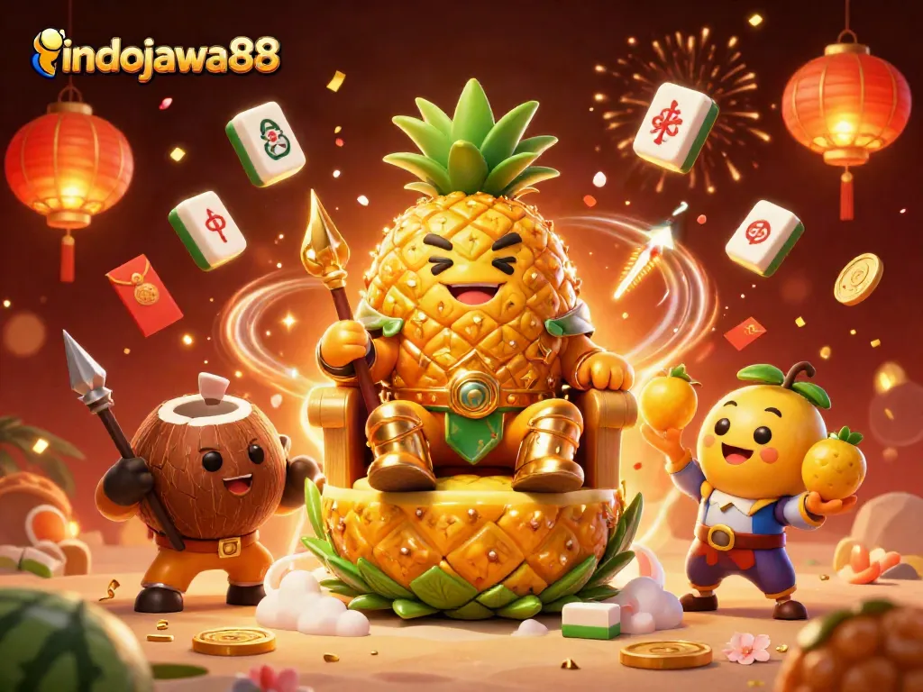 Bergembira di indojawa88 dengan karakter kasino 3D, mahjong, dan dekorasi festival.