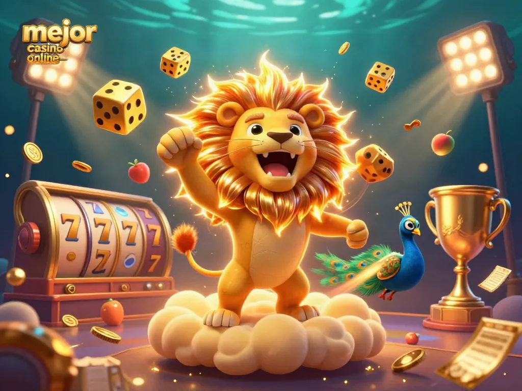 Captura emocionante de mejor casino online chile con leones de sol y dinámicos elementos de tragamonedas.