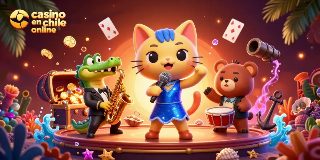 Gana en el casino en Chile online jugando con tragamonedas virtuales y personajes divertidos.
