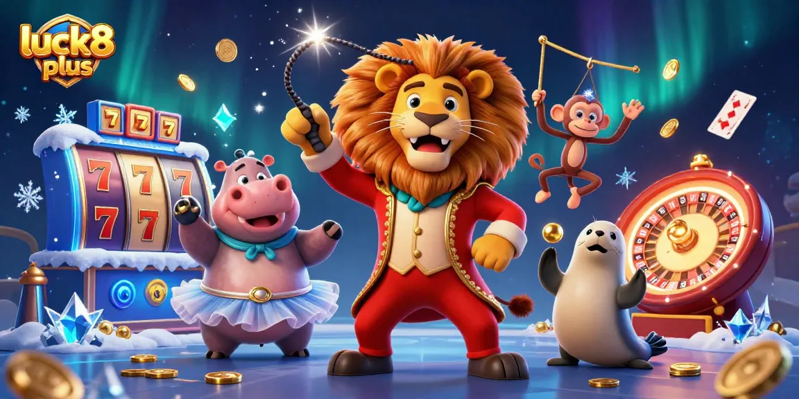 Immerse in the thrill of luck8 plus as characters engage in a lively casino atmosphere, showcasing vibrant games and rewards.