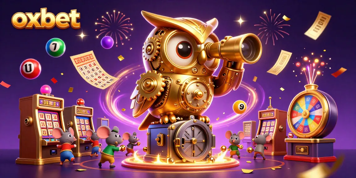 Experience the excitement of oxbet with vibrant casino elements and characters in celebration.