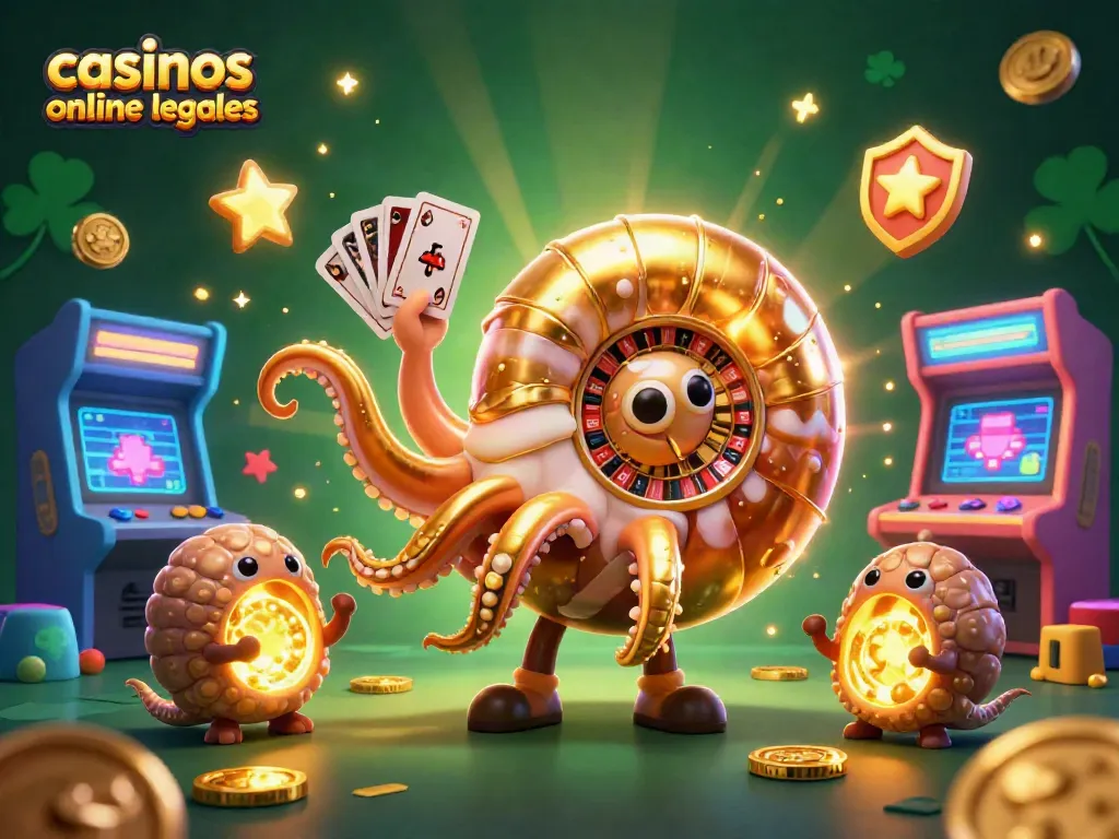 Disfruta de casinos online legales con un nautilus gigante como ruleta y cartas brillantes.