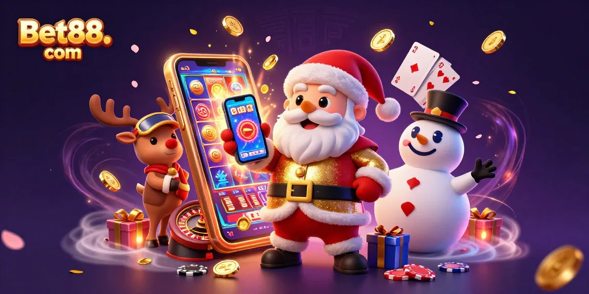 Experience thrilling gameplay with Bet88. com as Santa and friends celebrate live casino excitement.