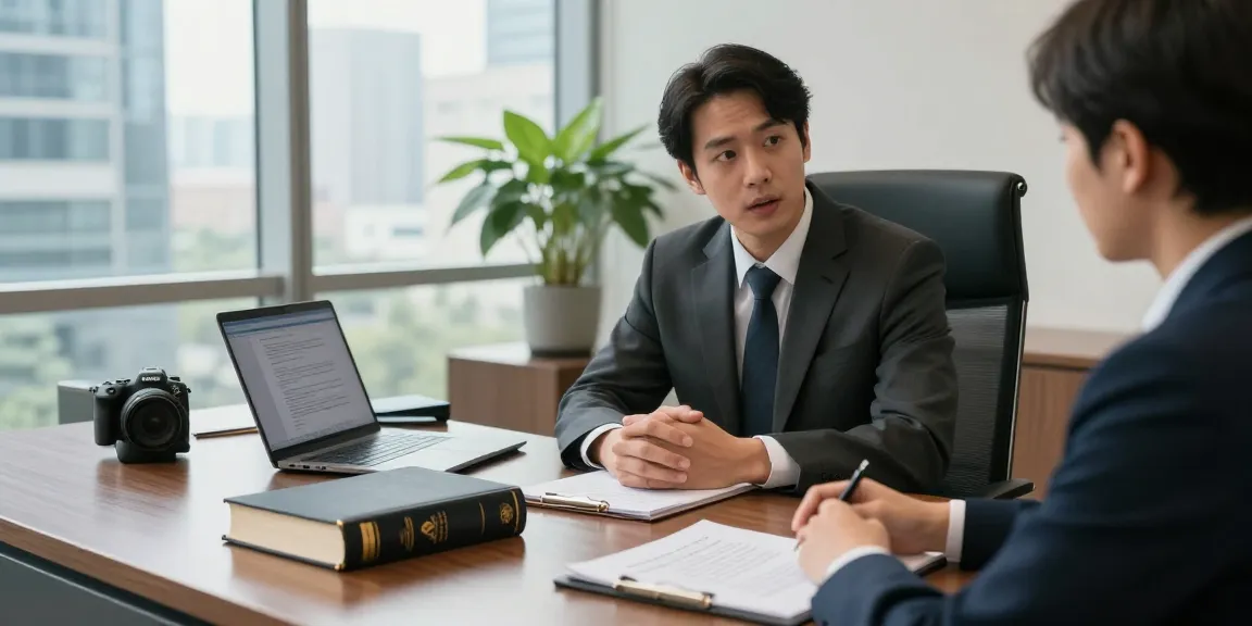 Lawyer consulting with client for more help in a modern office.