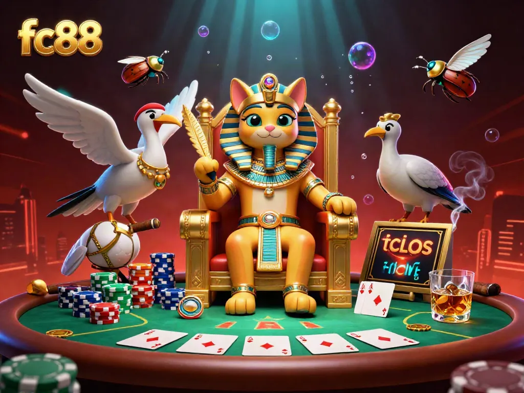 Engage in thrilling games at FC88 featuring Egyptian themes, poker, and vibrant casino elements.