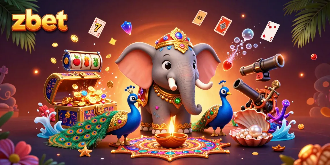 Zbet showcases an exciting 3D cartoon scene with vibrant characters and slot game elements.