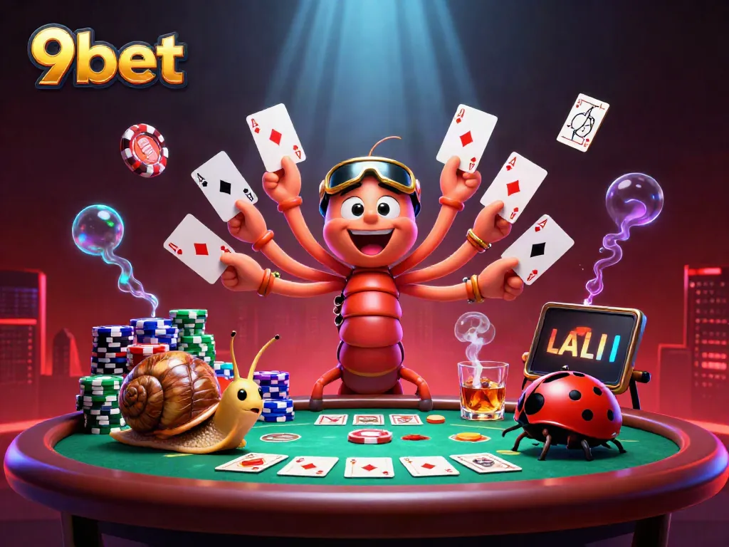 Engage with 9bet's thrilling casino scene featuring vibrant characters and dynamic gameplay.