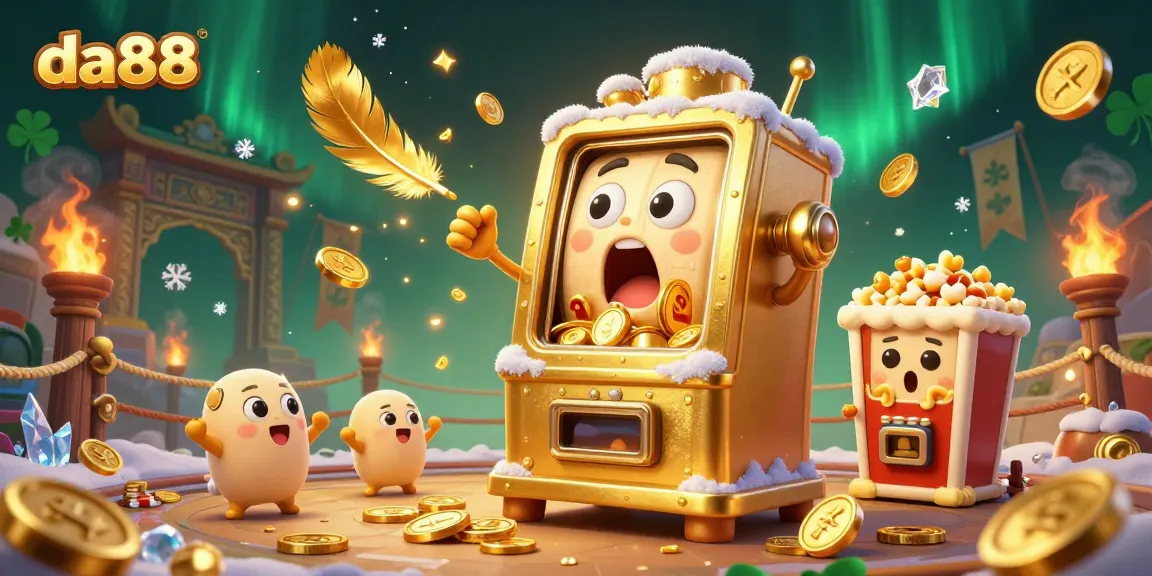 Experience thrilling wins at da88 with animated golden slot machines celebrating jackpots in a dynamic casino setting.