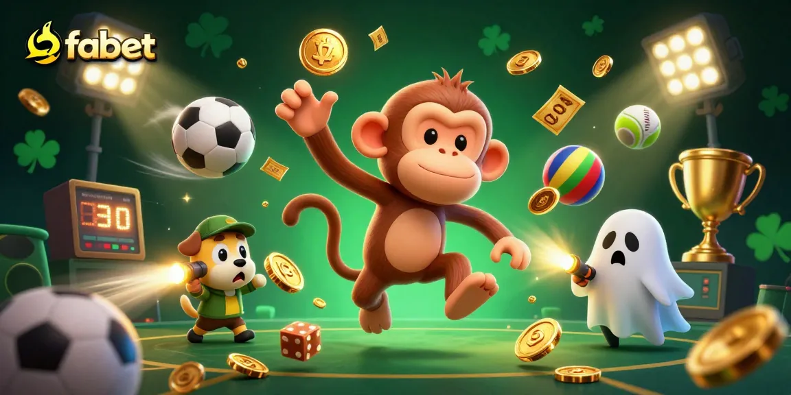 Experience the thrill of fabet with a playful 3D ghost-hunter puppy chasing an enchanting monkey in a vibrant casino scene.