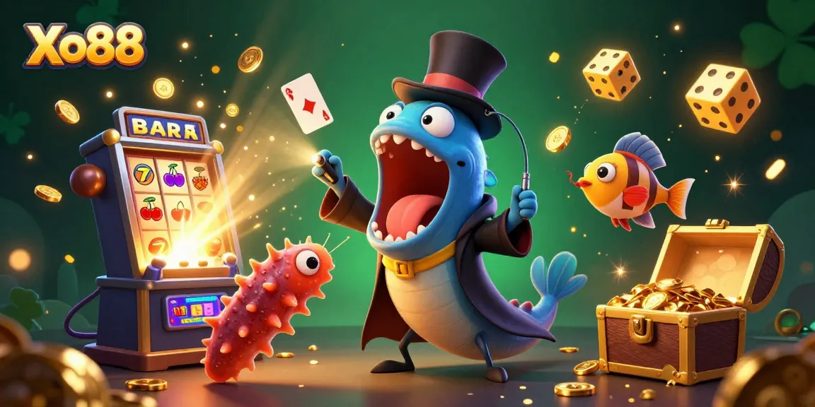 Xo88 showcases a deep-sea casino adventure with vibrant characters and exciting slot elements.