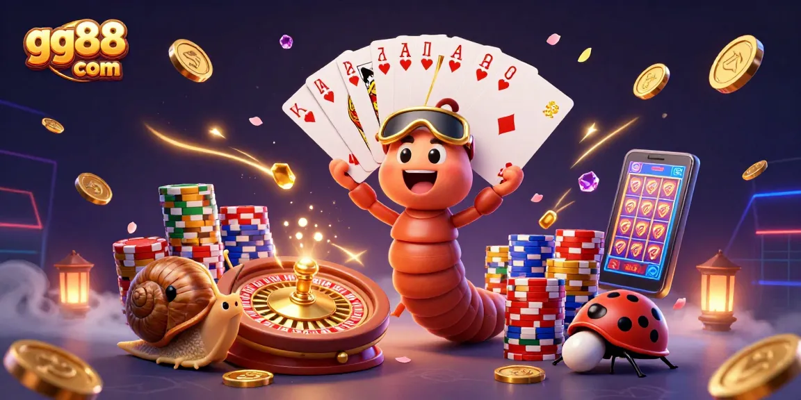 Win big with gg88 com in this vibrant casino scene featuring playful characters and exciting game elements.