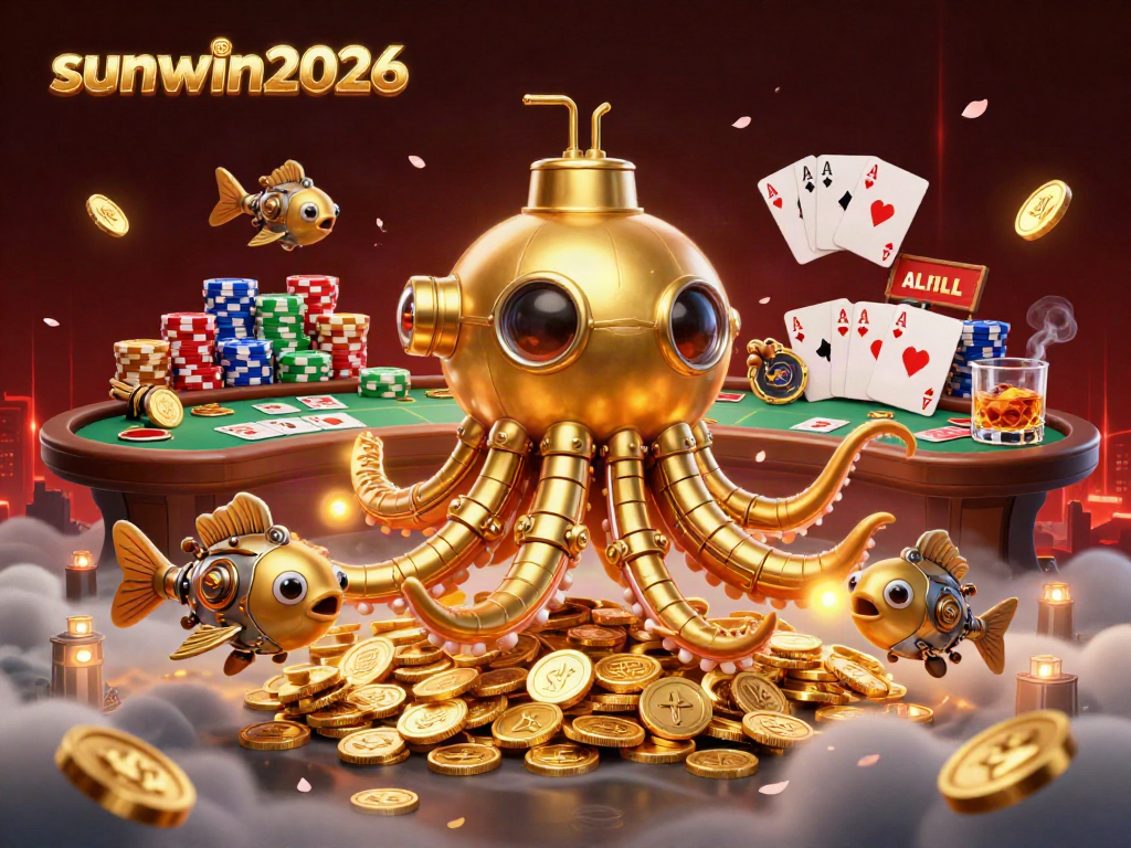 Experience thrilling games at sunwin2026 with an illustration of a vibrant casino scene.