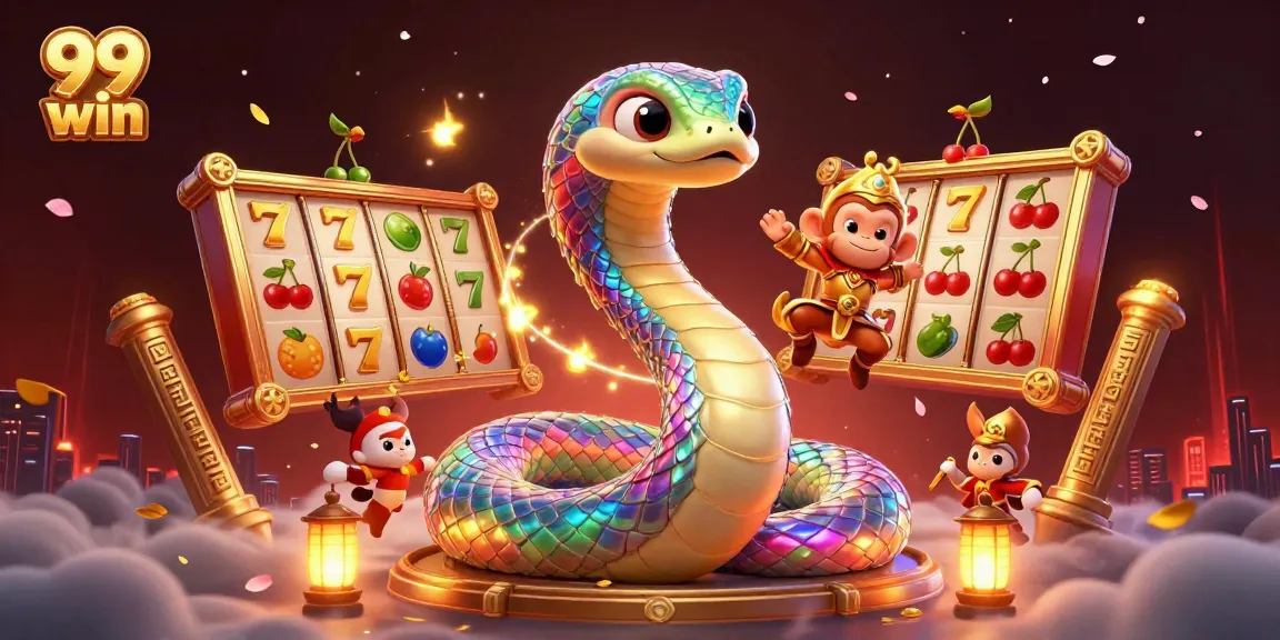 Play and win at 99 win with vibrant characters and thrilling slot game elements in a magical casino scene.