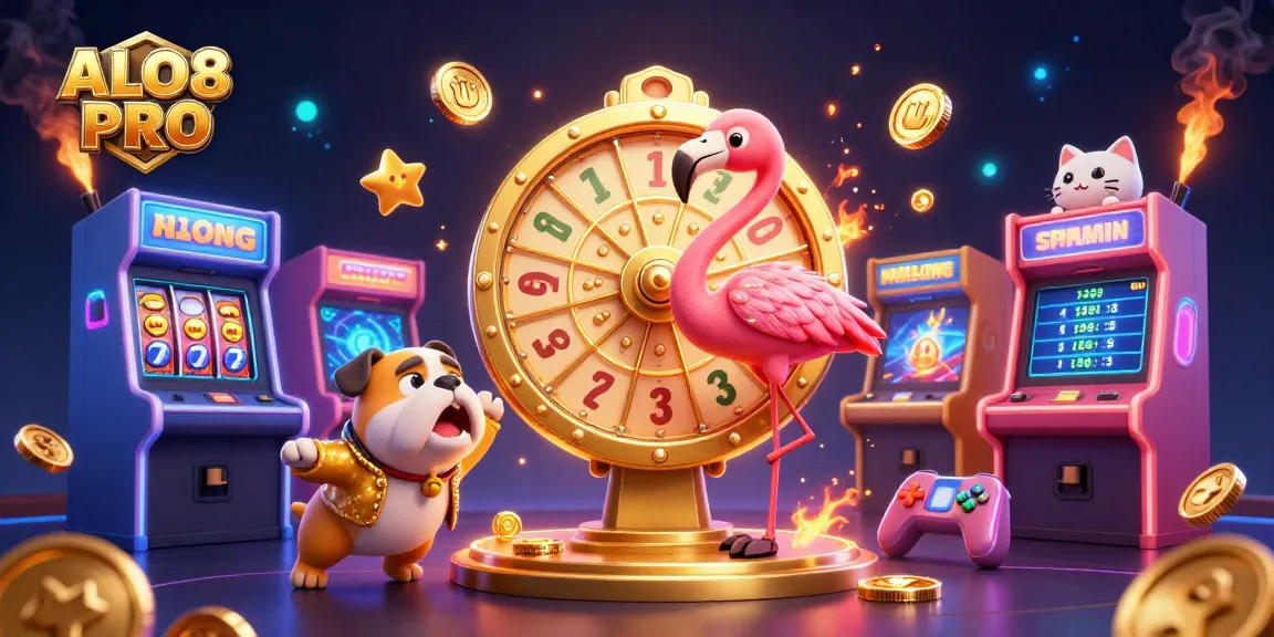 Engage with ALO8 PRO's thrilling online casino experience featuring vibrant 3D illustrations.