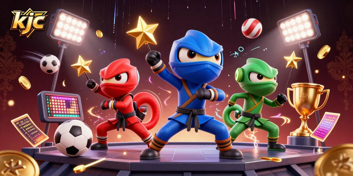 KJC champions showcase betting action with dynamic sports elements and energetic ninja chameleons