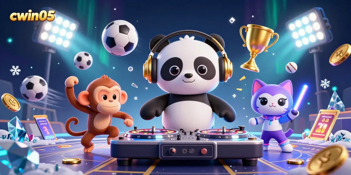 Cwin05 engages players with dynamic betting activities amidst vibrant characters and energetic sports elements.