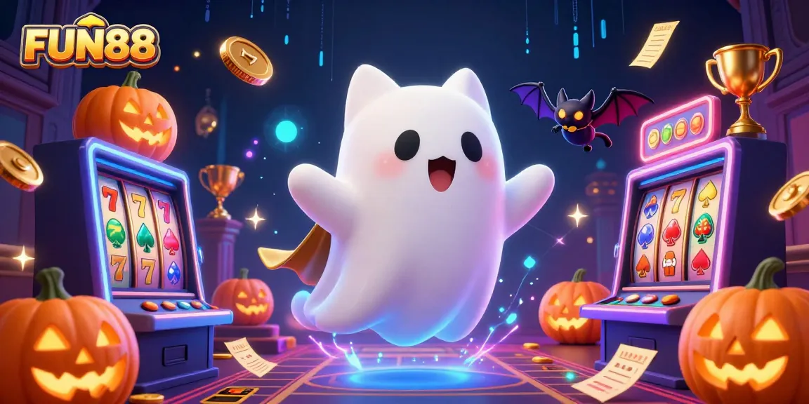 Experience thrilling gameplay at FUN88 with a ghost cat in a vibrant casino world.